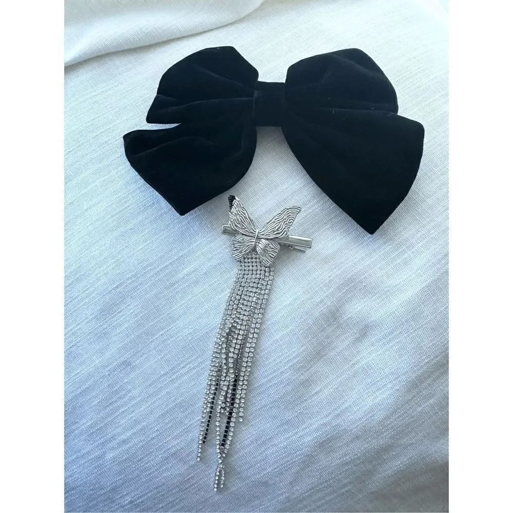 Black butterfly hair clip bow